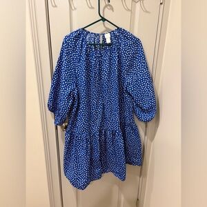 H&M Blue Polka Dot Tiered Dress